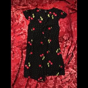 Cherry w/ Polka Dot print mini dress